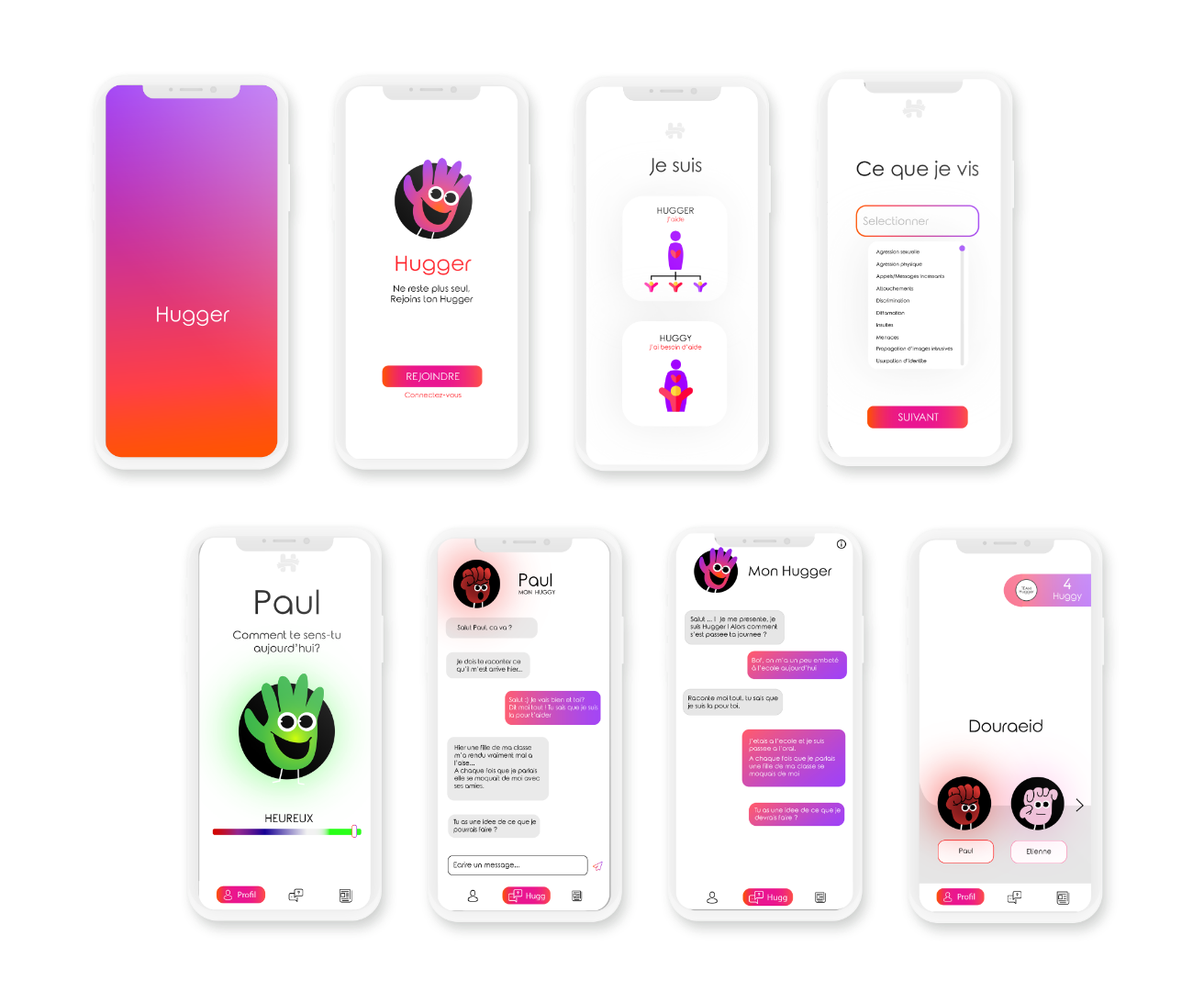 Mockups of the app